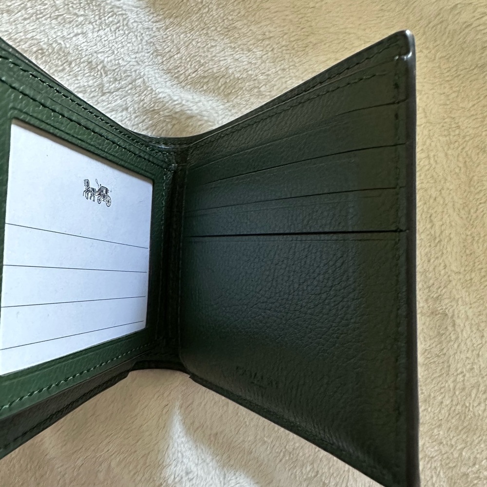 3 in 1 Varsity Green Striped Coach Wallet for Men - Picture 5 of 7